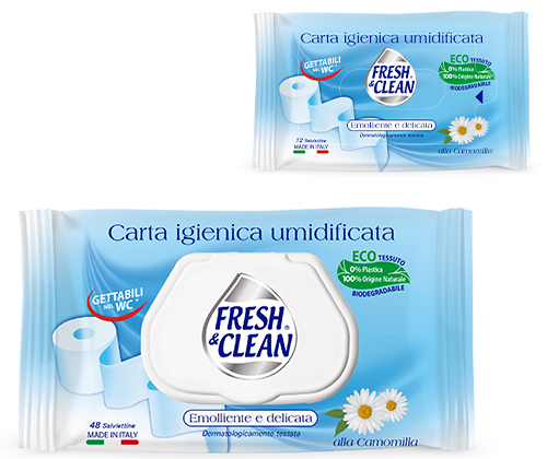 Fresh e clean carta igienica umidificata 48 salviettine emollienti e  delicate alla camomilla biodegradabile - Spendibene Store